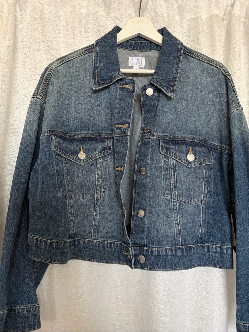 Time and Tru Indigo Denim Jacket - Boxy Cropped Trucker